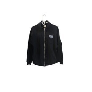 Victoria's Secret Pink Full Zip Jacket Pockets Lined Black Size Small
